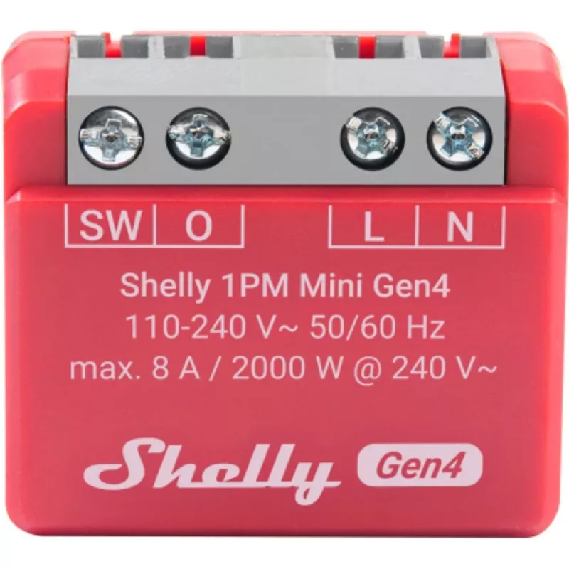 Shelly 1PM Mini Gen4 pack de 2 — Relé inteligente Wi-Fi Shelly com medição de potência, formato modular compacto