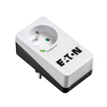 Caixa de proteção contra sobretensões Eaton Protection Box 1 FR — 1 tomada Type-E, 220–250 V, 16 A, 4000 W, preta, compacta