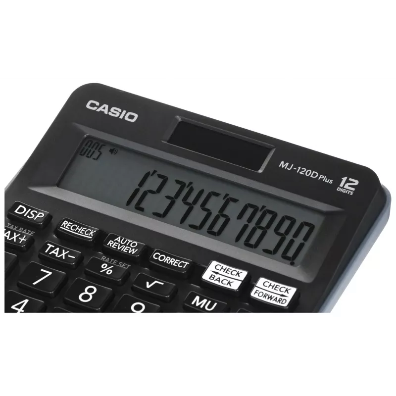 Casio MJ-120D Plus calculadora de secretária, 12 dígitos, a pilhas/solar, preta