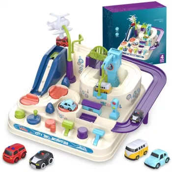 Conjunto de pista de corrida de brinquedo Extralink TOYS — conjunto de carros inteligente, peças de pista modulares, veículos a pilhas