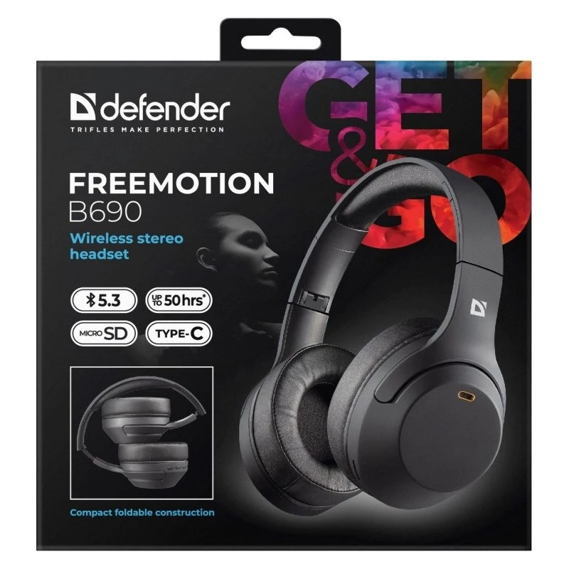Auscultadores Defender Bluetooth Freemotion B690 preto