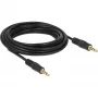DeLOCK - Cabo de áudio - 28 AWG - Mini-jack 3,5 mm, 4 polos (macho) - Mini-jack 3,5 mm, 4 polos (macho) - 5,0 m - Blindado - Preto (83438)