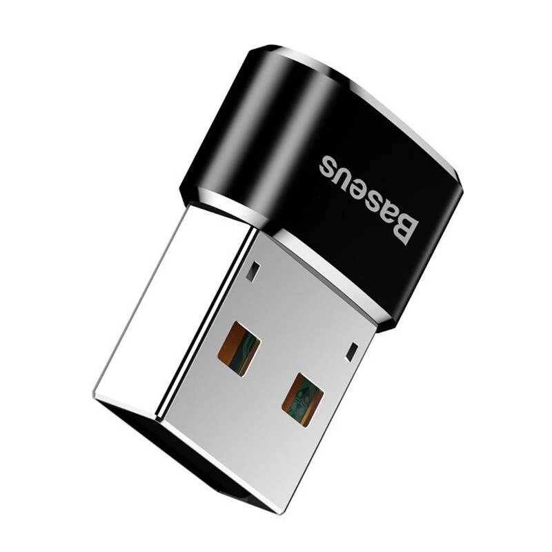 Adaptador conversor Baseus ficha USB para conector fêmea USB-C preto
