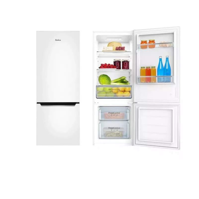 Amica FK244.4(E) frigorífico combinado de instalação livre, congelador em baixo, frigorífico de 153 l, congelador de 52 l, FrostControl, classe energética E