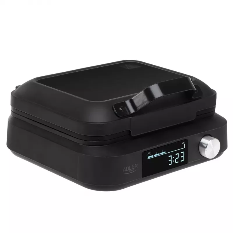 Máquina de waffles Adler AD 3087 — máquina de waffles belgas elétrica, 2200 W, 2 placas retangulares 9×17 cm, preta
