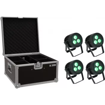 Conjunto LED PAR EUROLITE 20000846 — 4 projetores, cada 3×8W QCL Spot