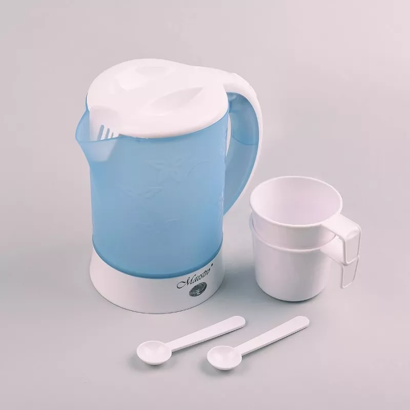 Chaleira elétrica Maestro MR010 0,6 l 600 W — Azul/Branco, indicador de nível de água, filtro anti-calcário
