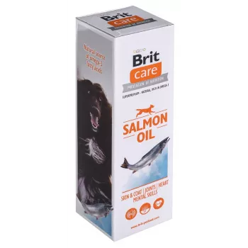 Óleo suplementar para cães Brit Care Salmon Oil 250 g — líquido, sem conservantes, melhora a pele e o pelo
