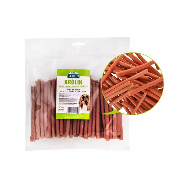 PETITTO Dedos macios de coelho snack para cães, 500 g