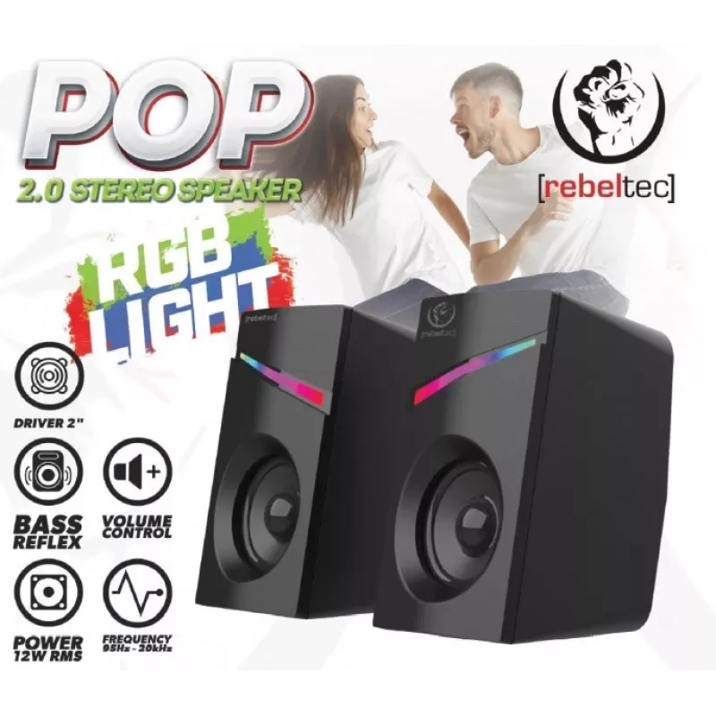 Altifalantes estéreo 2.0 POP, RBLGLO00047, 20W