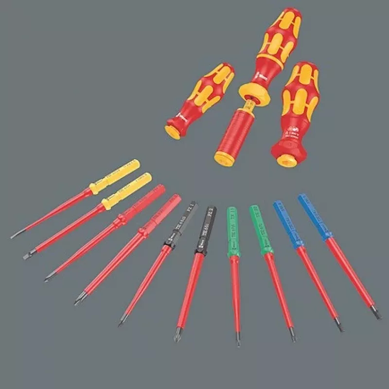 Conjunto de chaves de fendas Wera Kraftform Kompakt VDE 60 iS isolado 50 mm — conjunto de precisão com isolamento elétrico