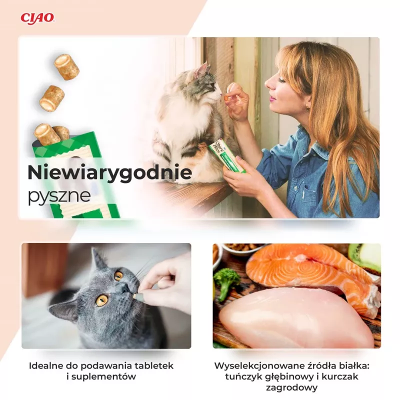 INABA Churu Bites Envolvidos com Receita de Frango – Petiscos para gatos – 3x10 g
