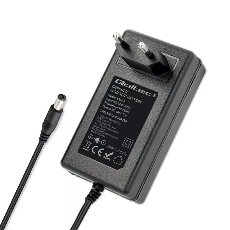 Carregador de bateria QOLTEC 52423 para baterias AGM/GEL/STD 6V/12V 1,5A