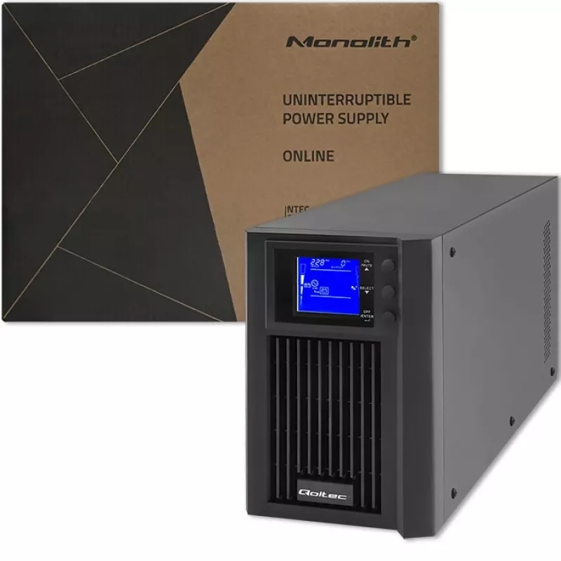 Unidade de alimentação ininterrupta QOLTEC 53981 On line 2kVA, capacidade 2000 VA