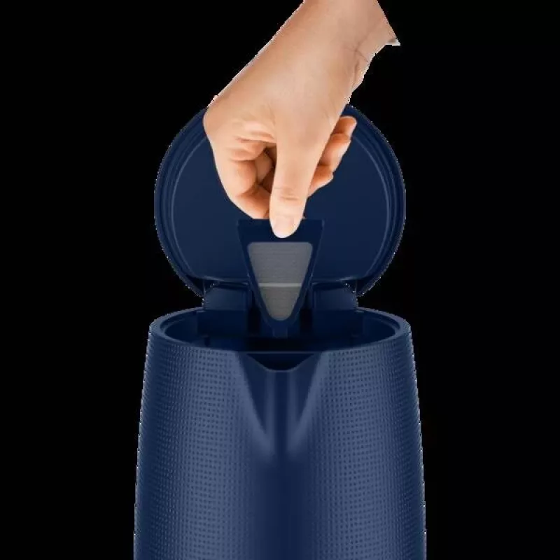 Chaleira elétrica Tefal KO2M0410 — 1,7 L, 2400 W, azul, indicador de nível de água, filtro anticalcário