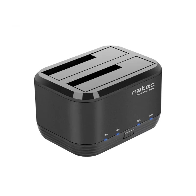 Docking station para discos 2,5/3,5 USB 3.0 Natec Kangaroo Dual, função de clonagem, fonte de alimentação