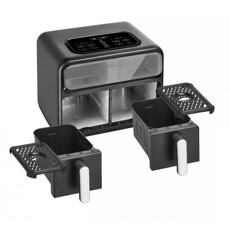 Fritadeira de ar dupla Amica AFM 7020, 8 L, 2400 W, preta