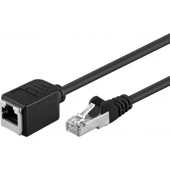 Cabo de extensão Wentronic Goobay CAT 5e F/UTP, preto, 10 m - material de cobre, ficha RJ45 (8P8C) conector fêmea RJ45 (8P8C) (91885)