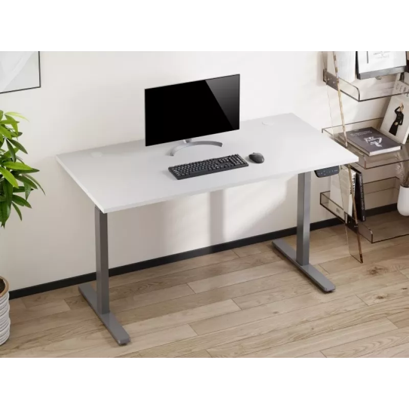 Mesa de altura ajustável Up Up Bjorn cinzenta, tampo L branco