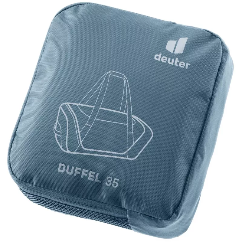Mala de viagem DEUTER Duffel 35 atlantic-ink — capacidade 35 L, fundo impermeável, pegas de transporte