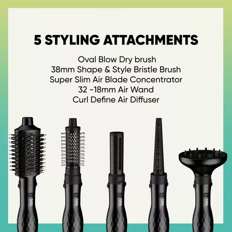 Modelador de cabelo SBB 5-in-1 Blowdry and Style SBDR-2850-EU — secador de cabelo multifunções e ferramenta de styling