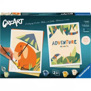 Conjunto de pintura Ravensburger CreArt Hello Baby Safari — conjunto de pintura para principiantes para bebés e crianças pequenas