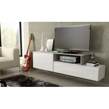 Móvel de TV Cama SIGMA 3 180 branco/branco brilhante + carvalho Sonoma