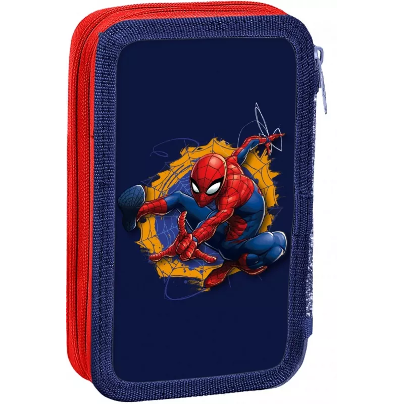 Estojo de lápis Kids Euroswan 2 fechos com acessórios Spiderman vermelho-azul