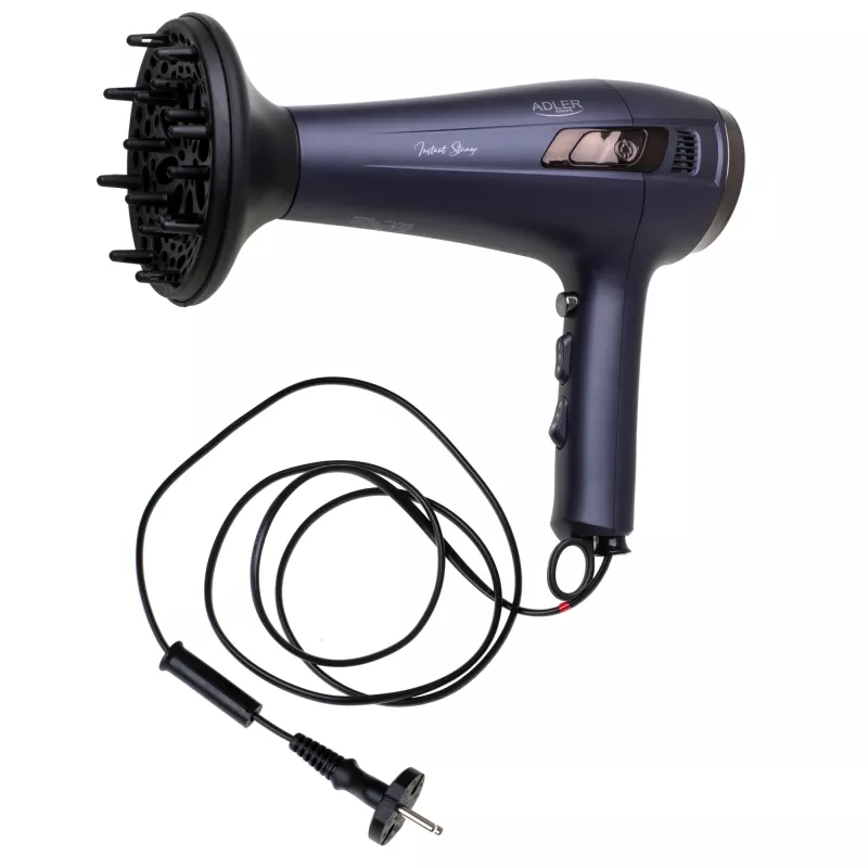 Secador de cabelo com cabo retrátil - 2400W + difusor Adler