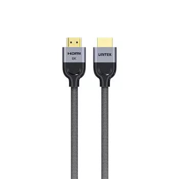 Cabo HDMI Unitek C11093RGY01-1M — 1 m, HDMI 2.1, 48 Gbit/s, 8K (7680×4320), 144 Hz, fichas banhadas a ouro