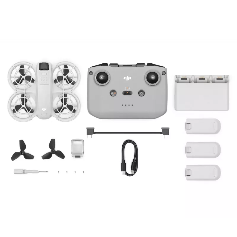 DJI Neo Fly More Combo (DJI-RC-N3) drone leve de 135g com câmara 4K Ultra HD, até 18 minutos de tempo de voo com 1 carga, 3x baterias, telecomando