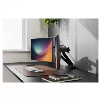 Suporte de monitor DIGITUS Dual-Design para 2 × ecrãs de 35 polegadas, grampo, 2 × 10 kg, VESA 75×75–100×100, inclinação -45–90°