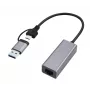 Gembird A-USB3AC-LAN-01 adaptador de rede Gigabit USB 3.1 + Type-C, 1x RJ-45, 10/100/1000 Mbps, caixa metálica, space grey