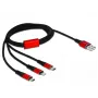 DeLOCK - Cabo apenas para carregamento - Lightning / USB - USB (M) para Micro-USB Type B, Lightning, USB-C (M) - 1,0 m - Blindado - Preto (85892)