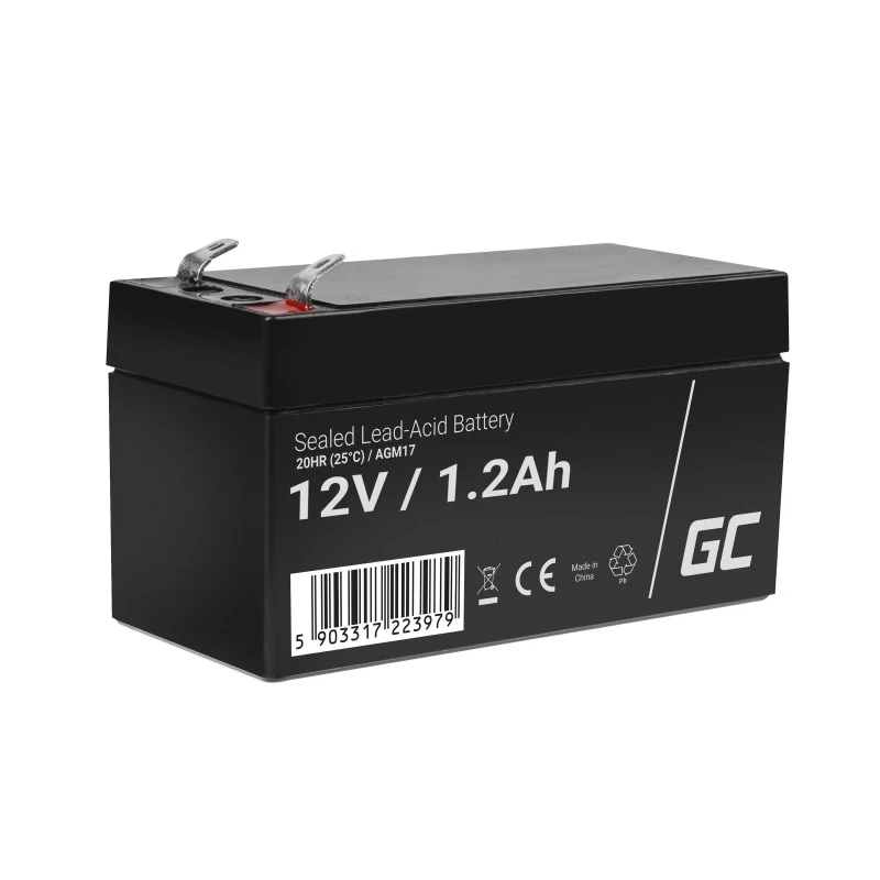 Green Cell AGM17 bateria para UPS, AGM de chumbo-ácido selada (VRLA), 12 V 1,2 Ah, 0,5 kg, preta