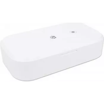 Manhattan Esterilizador de telefone UV, LEDs UV integrados para eliminar germes, vírus e bactérias, ciclo de limpeza rápido de 1 minuto ou 5 minutos, desligamento automático da luz UV ao abrir, branco, três anos de garantia