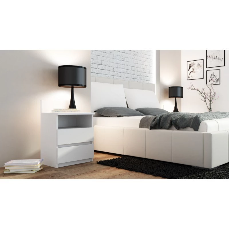 Mesa de cabeceira Topeshop M1 BIEL MAT 2 gaveta(s) branco