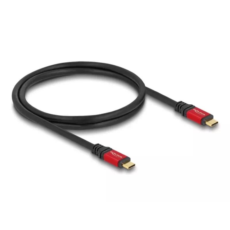 DeLOCK Cabo USB Type-C Macho para Macho 10 Gbps PD 3.0 100 W 1 m Vermelho Metal