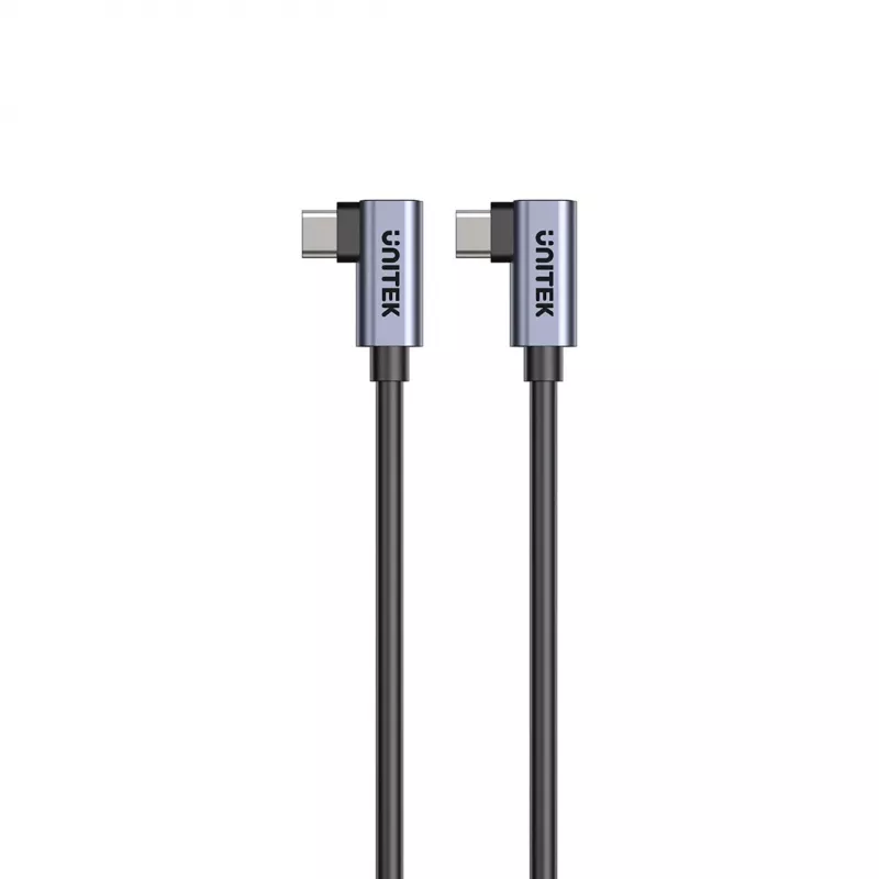Cabo USB-C Unitek C14147ABK01 90°–90° PD 100W 0,5 m, angular para angular, preto