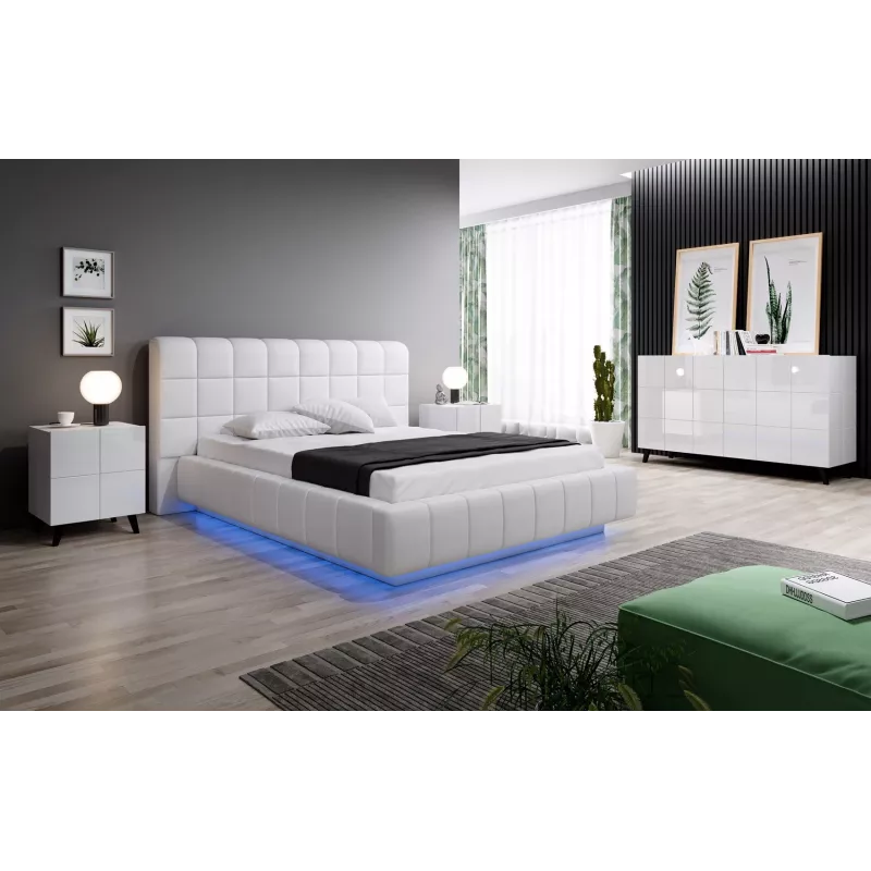 Mesa de cabeceira Cama REJA branco brilhante/branco brilhante