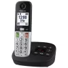 Telefone DECT Panasonic KX-TGU430 com auscultador sem fios, função mãos-livres, identificação de chamadas, ecrã de 2,4 polegadas, agenda de 1000 entradas, cinzento/preto