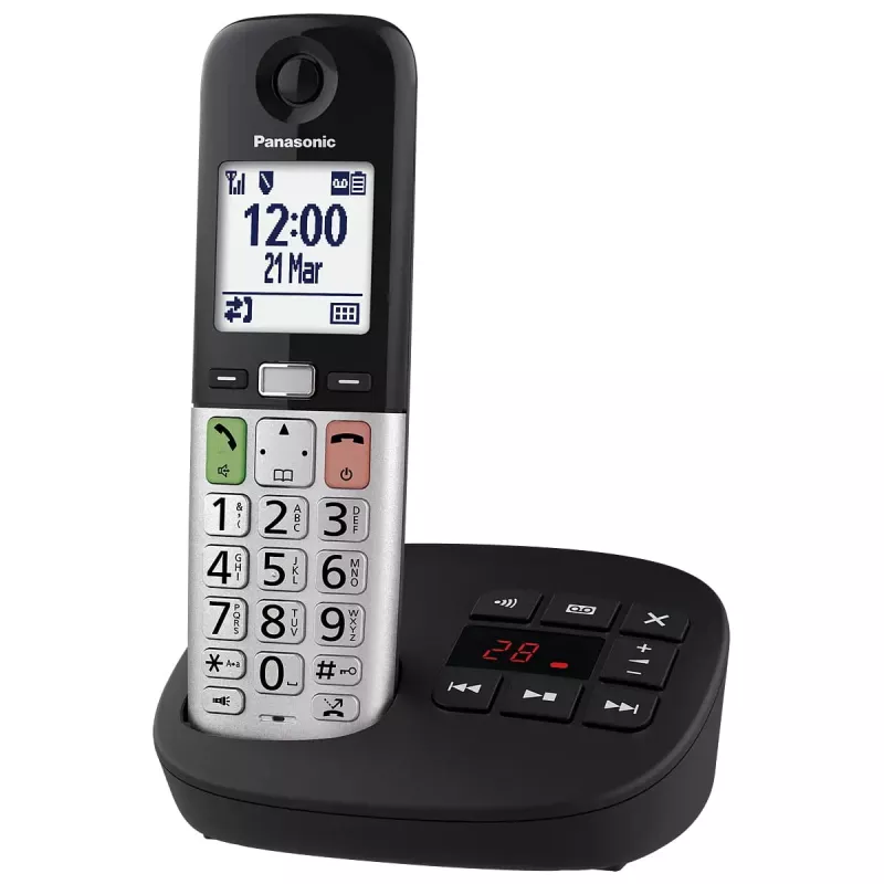 Telefone DECT Panasonic KX-TGU430 com auscultador sem fios, função mãos-livres, identificação de chamadas, ecrã de 2,4 polegadas, agenda de 1000 entradas, cinzento/preto