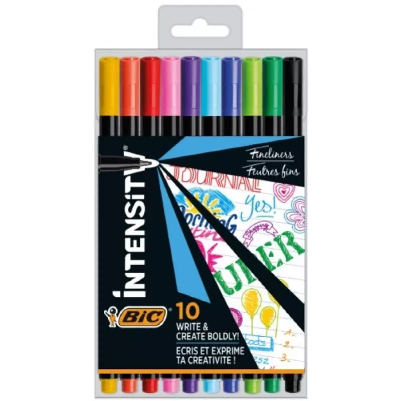 Caneta fineliner BIC INTENSITY FINE BCL multicolor, conjunto 10 cores CEL1011727