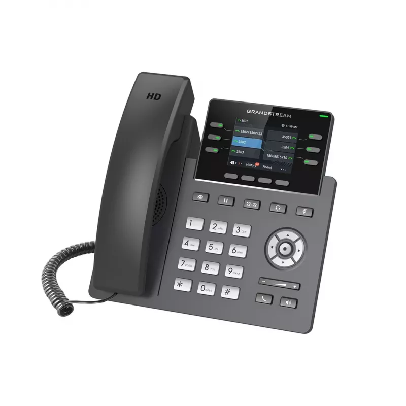 Telefone IP Grandstream GRP2613W preto 4 linhas TFT 2,4 polegadas