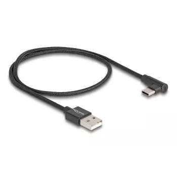 Cabo DeLOCK USB 2.0 Type-A macho para Type-C macho angular 0,5 m preto