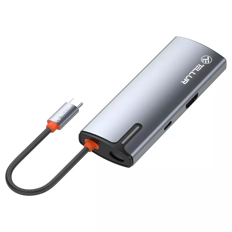 Hub USB-C Tellur TLL321061 com PD 3.0 100W, saída HDMI e 3× portas USB 3.0