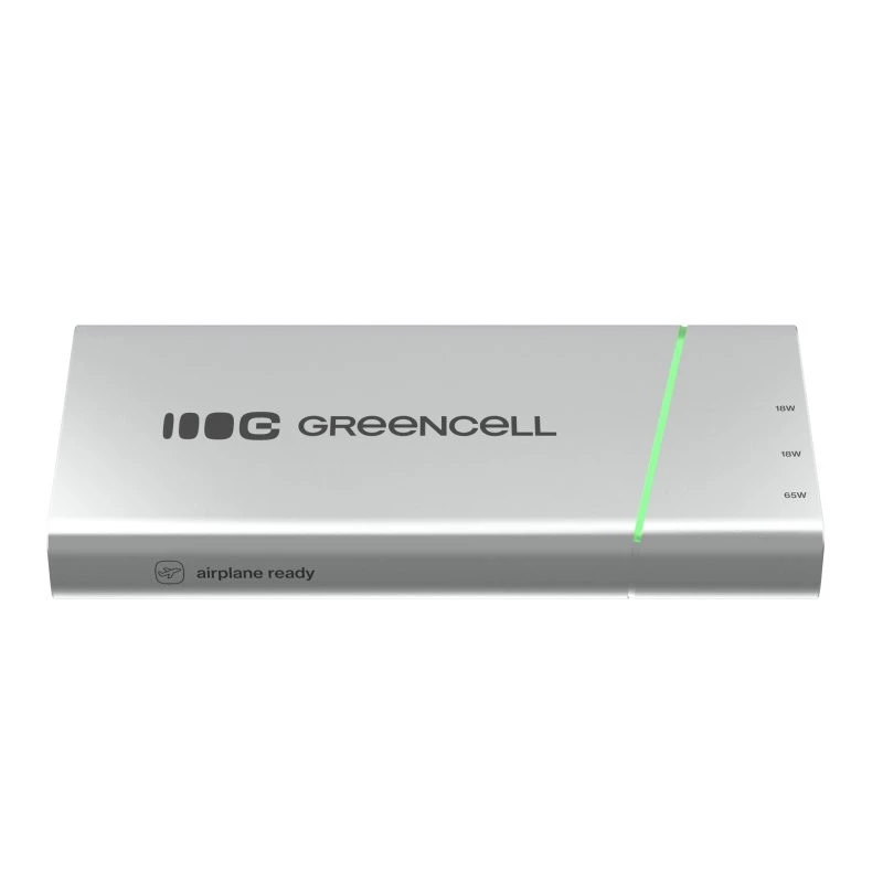 Bateria portátil Green Cell BPLGC20P 20800 mAh de iões de lítio, USB-C PD 65W, 2x USB-C + 1x USB-A, caixa em alumínio