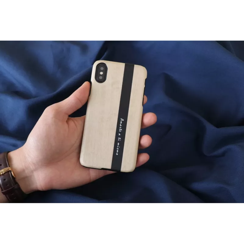 Capa para smartphone man and wood para iPhone X/XS – preto em pele