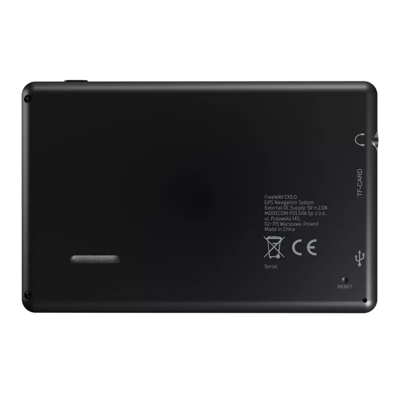 Navegação automóvel MODECOM FreeWAY CX 5.0, ecrã tátil de 5 polegadas, 800x480, 8 GB de armazenamento, 256 MB RAM, Windows CE 6.0, transmissor FM