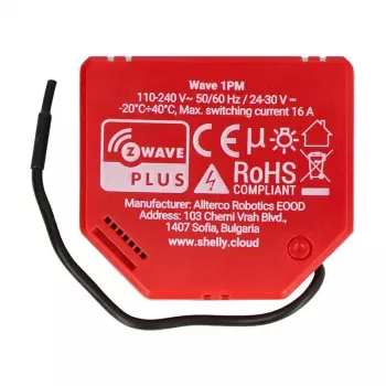 Interruptor inteligente Shelly W 1PM plástico 16A 110–240V, Z-Wave, 868,4 MHz, vermelho, 42×37×16 mm